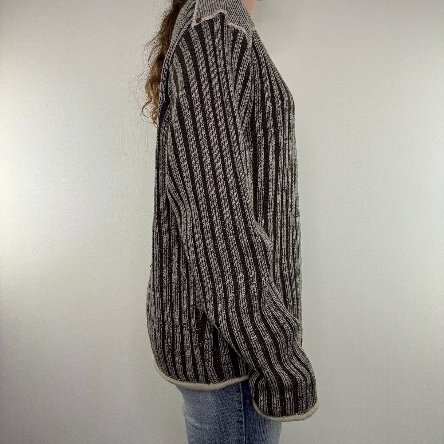 Y2K vintage stripe chunky knit jumper archive two tone