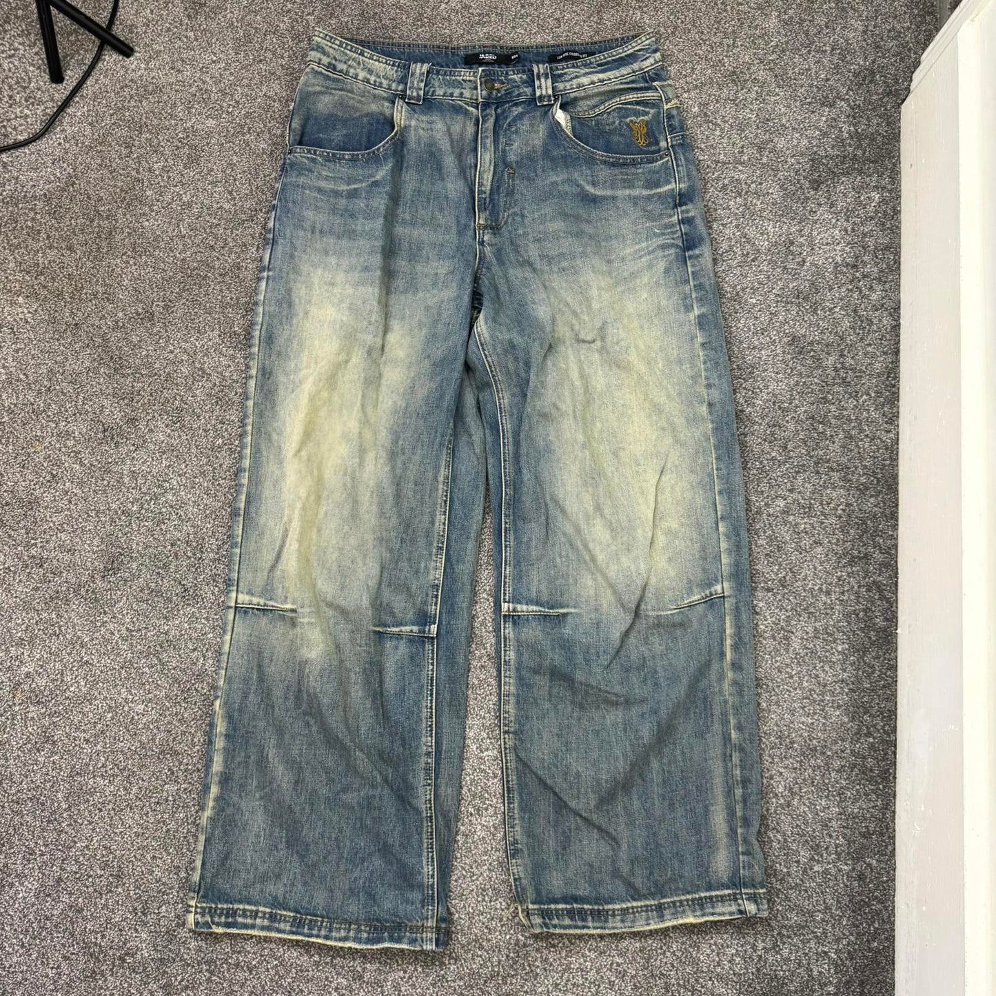 Jaded London men's kingdom colossus jeans low rise faded union jack baggy