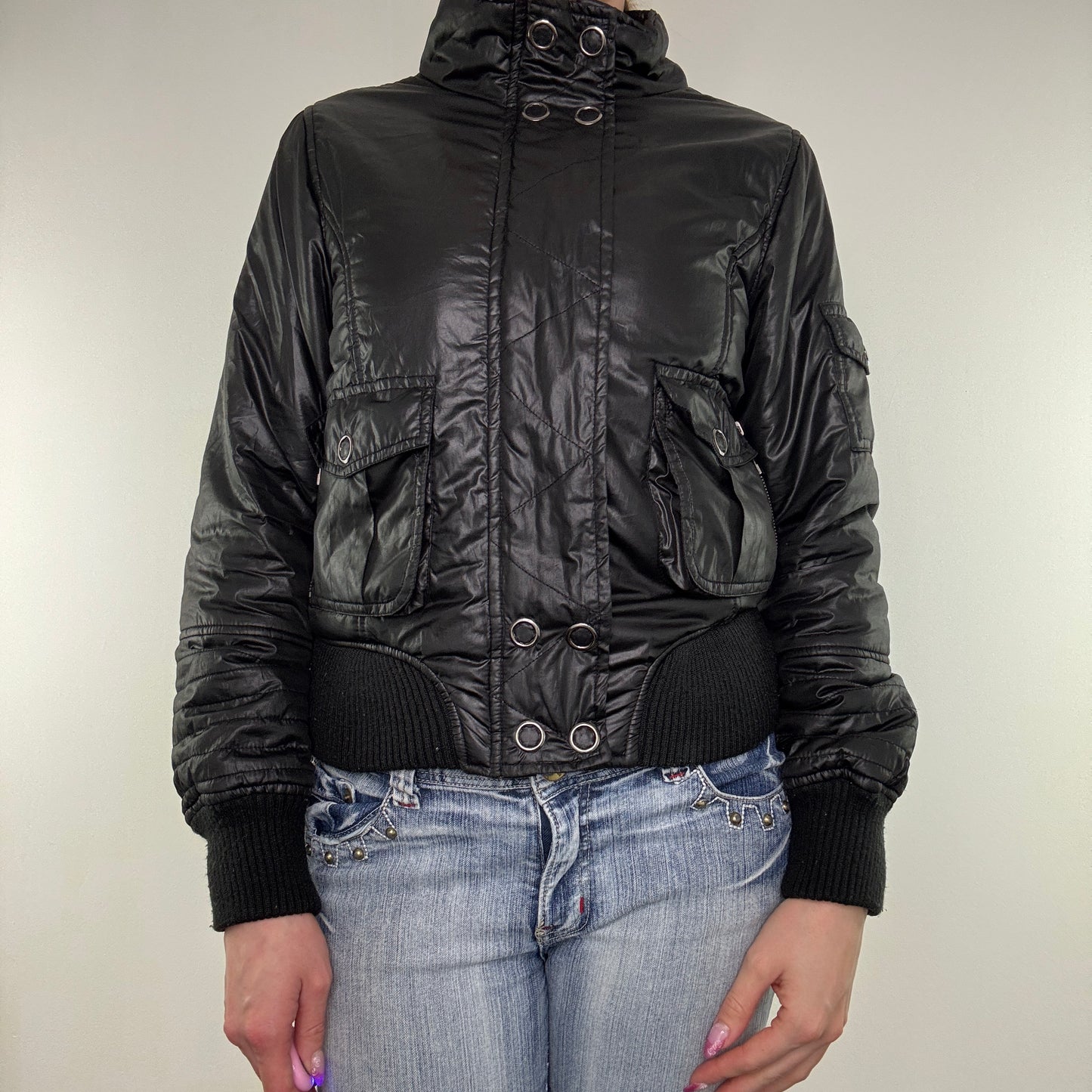 Y2K vintage zip up short puffer jacket