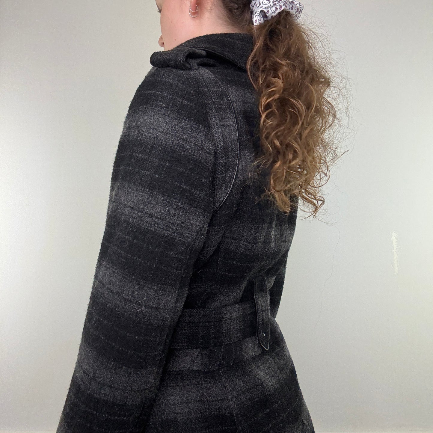 Y2K vintage Miss Sixty belted wool tartan long trench duffle coat