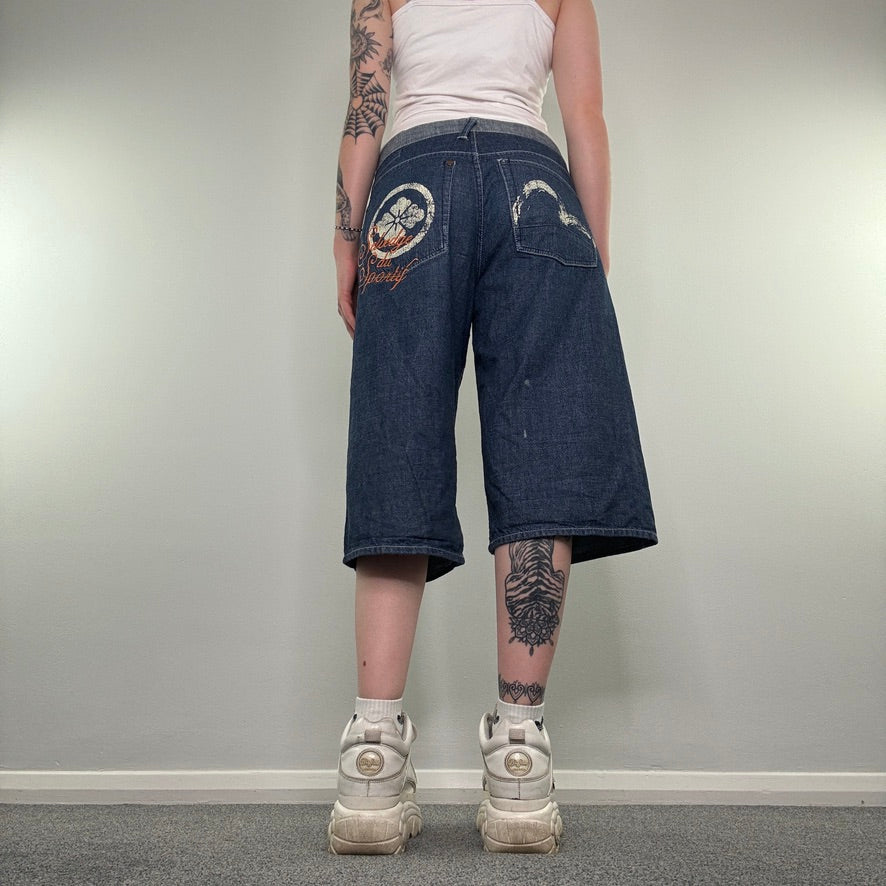 Y2K vintage Evisu reversible jorts denim shorts