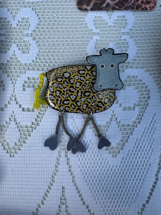 Cute vintage cow pin badge