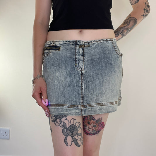 Y2K Pilot faded denim mini skirt low rise archive