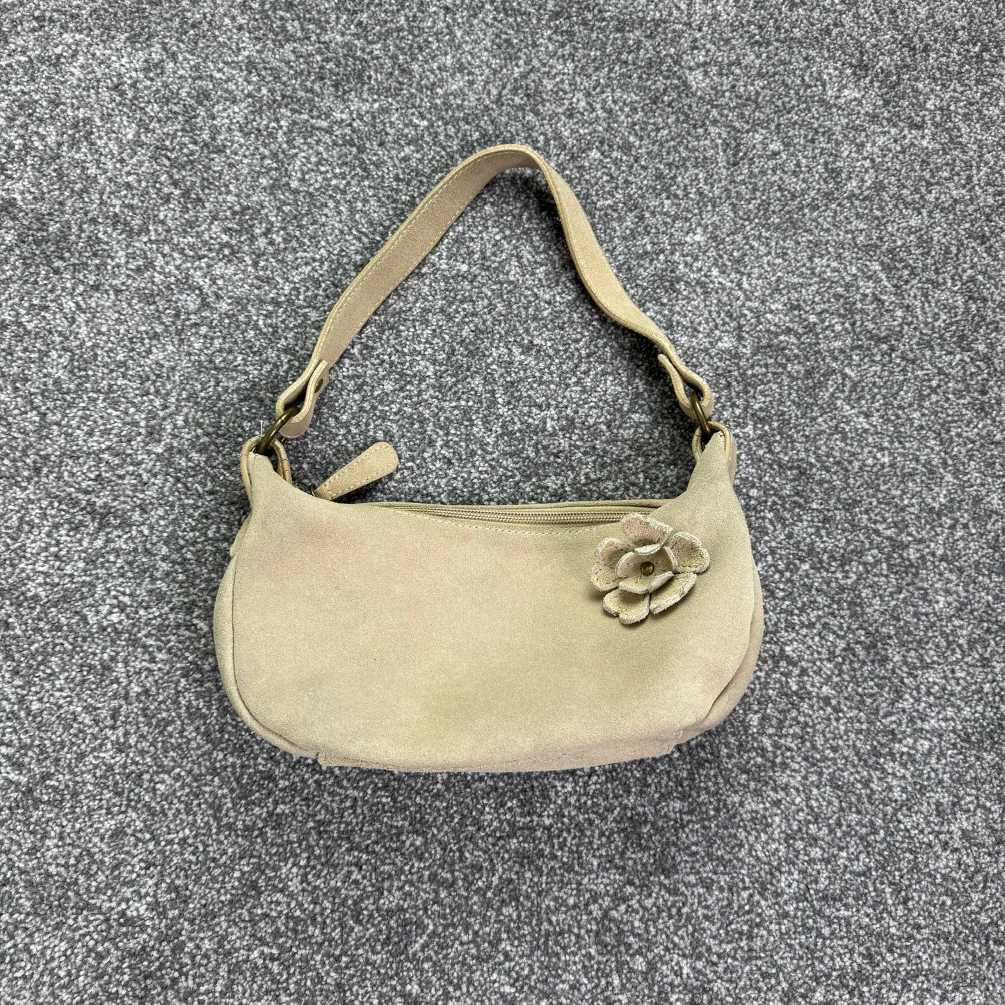 Y2K vintage flower suede mini shoulder bag