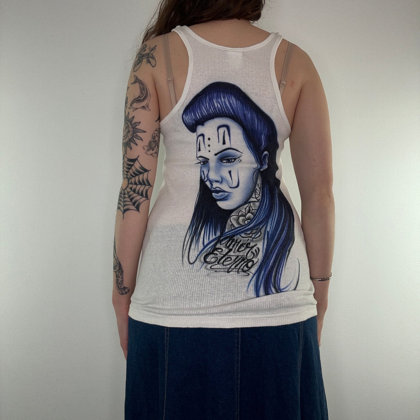 Y2K airbrush graphic print long tank top