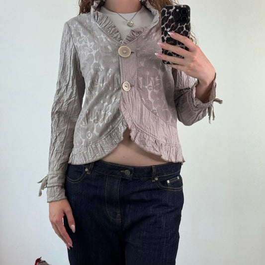 Y2K vintage archive lightweight button up jacket floral print ruffle bows