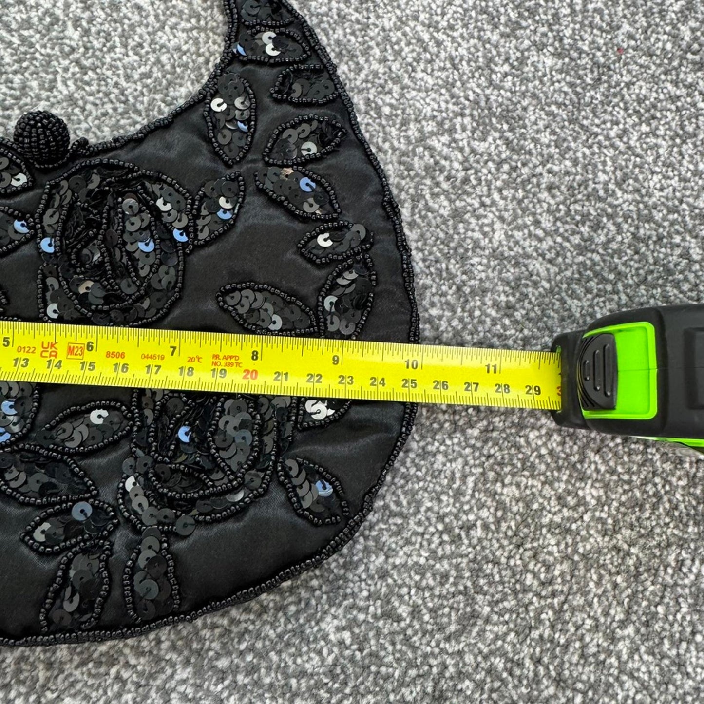 Y2K vintage mini micro satin beaded handbag sequin embellished circle evening