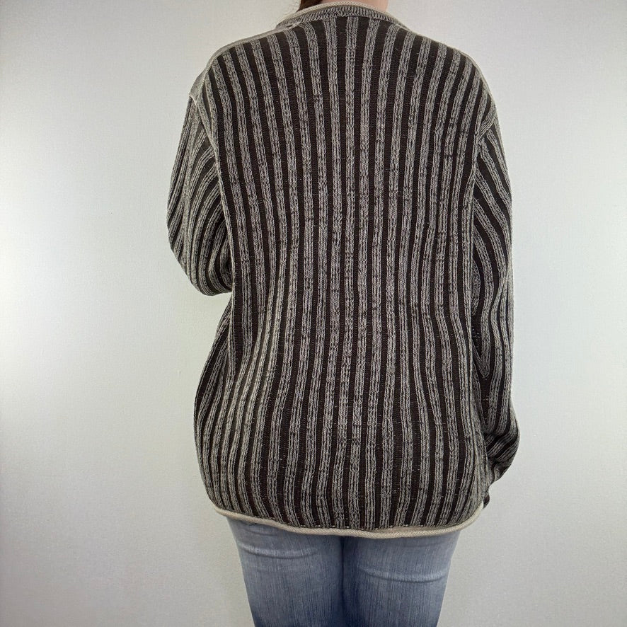 Y2K vintage stripe chunky knit jumper archive two tone