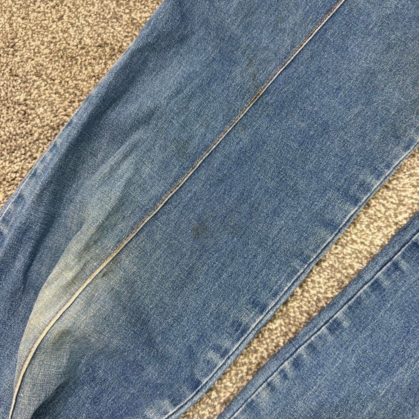 Y2K vintage mid rise stretchy denim bootcut jeans popper button contrast stitch