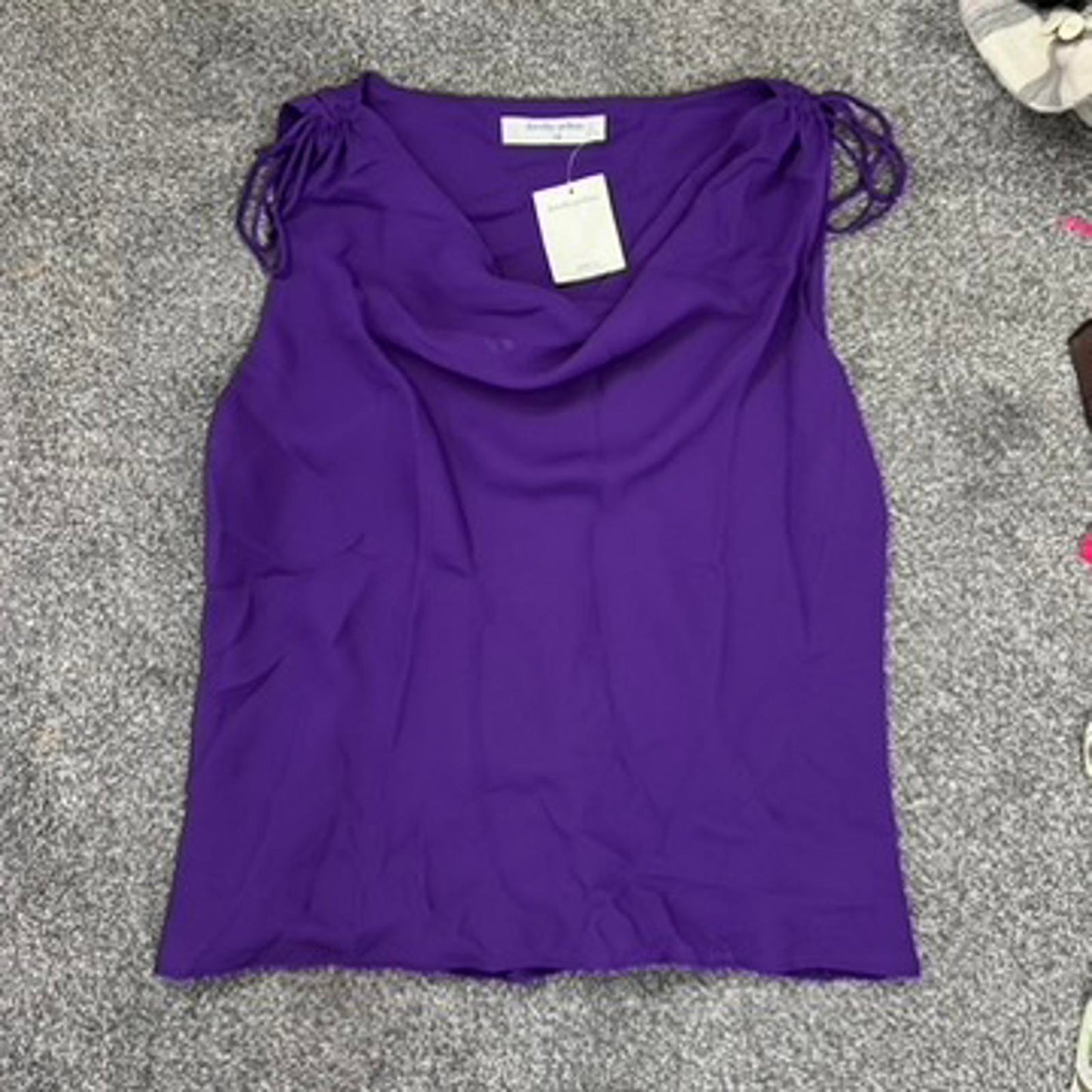Y2K vintage cowl neck tank top ruched bow double layer sheer sleeveless