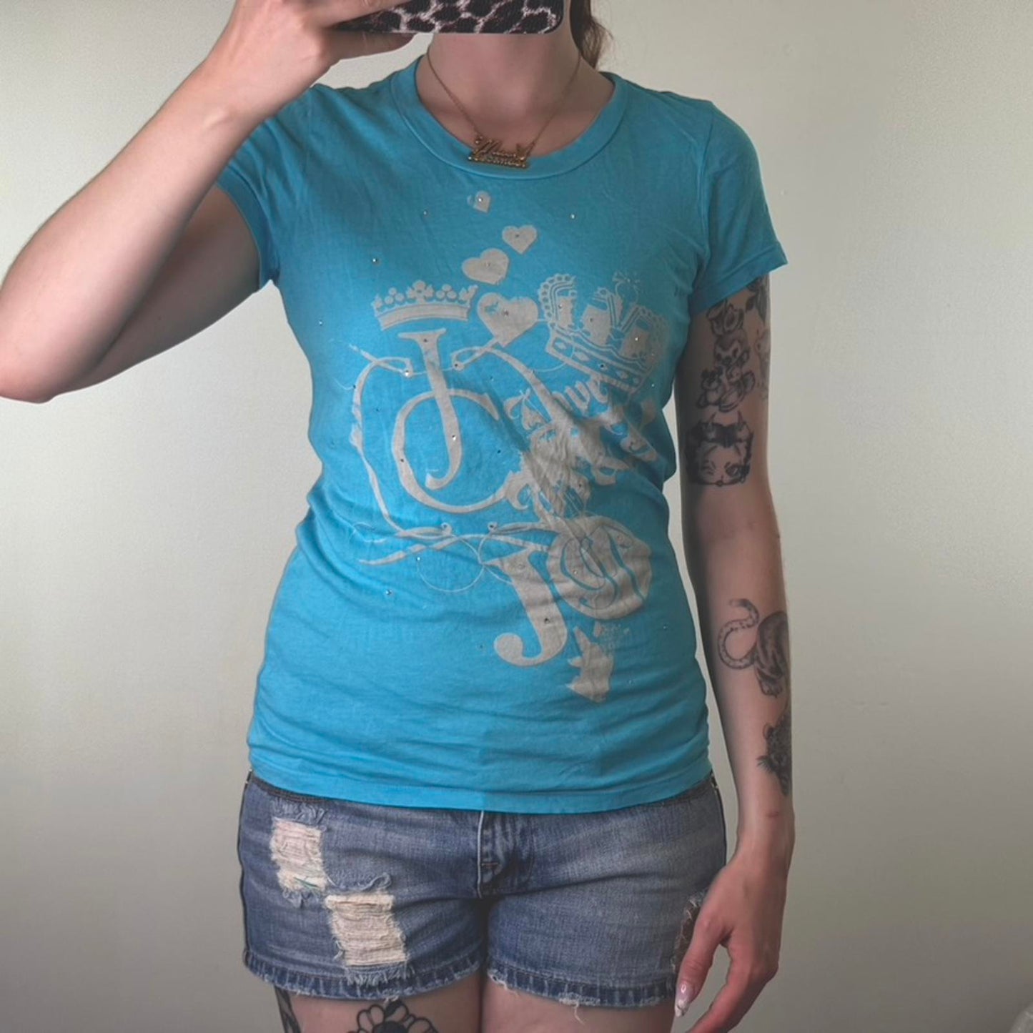 Y2K vintage Juicy Couture short sleeve top rhinestone graphic print crown