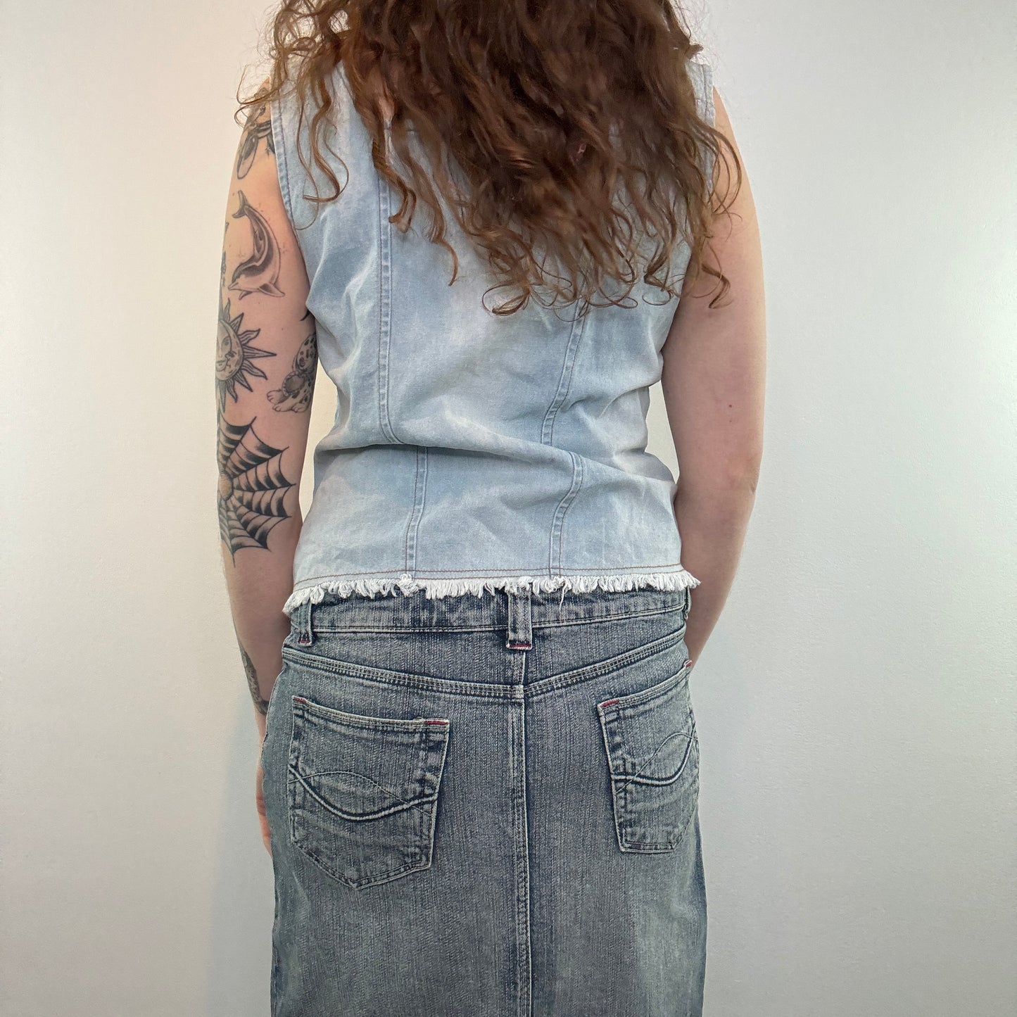 Y2K denim lace up top