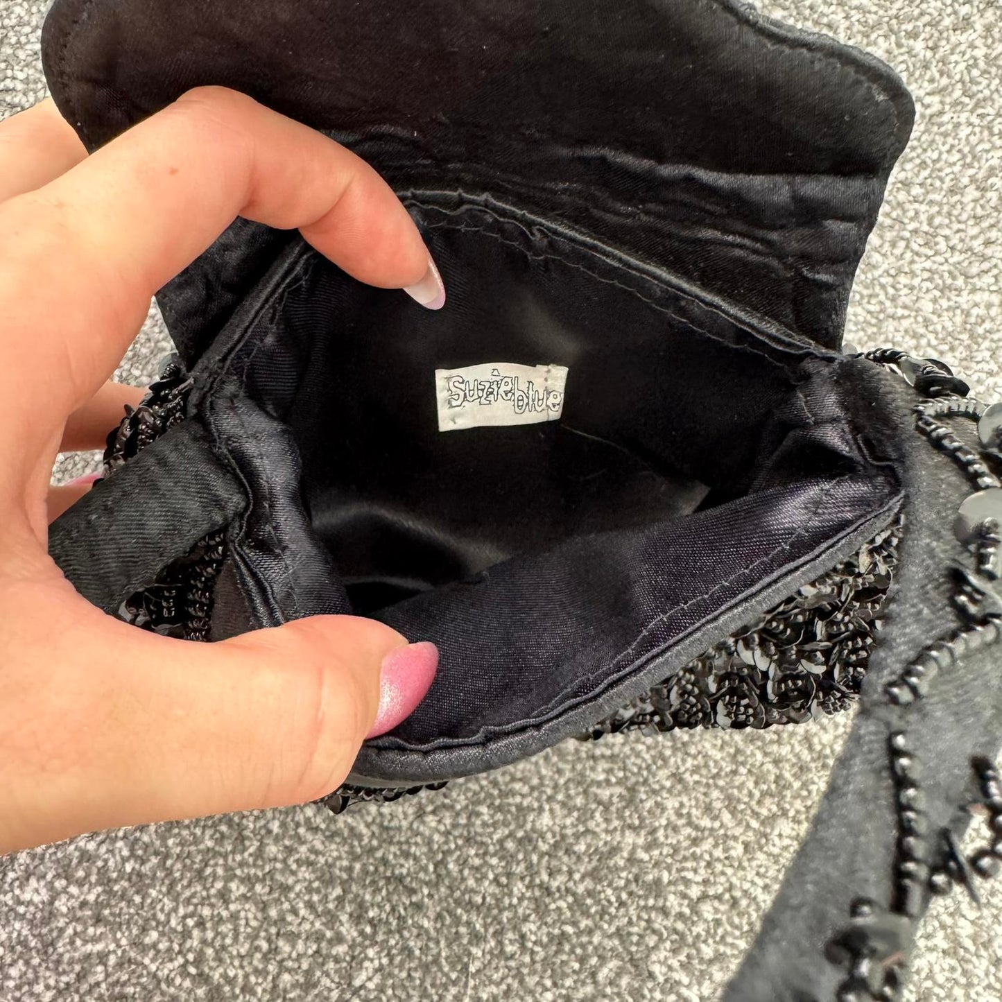 Y2K vintage mini micro handbag sequin embellished black beaded evening wedding