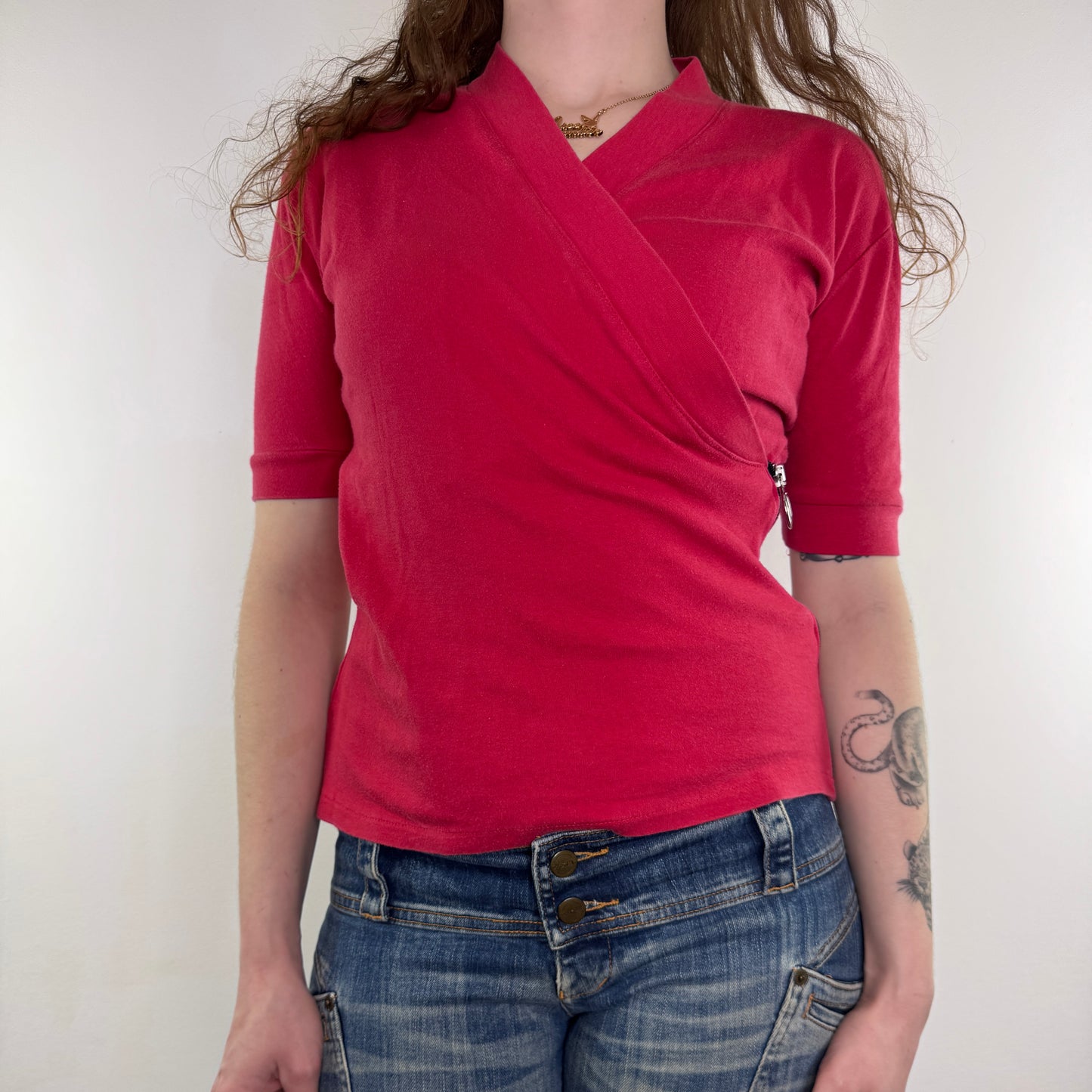 Y2K vintage Bay zipper wrap style top