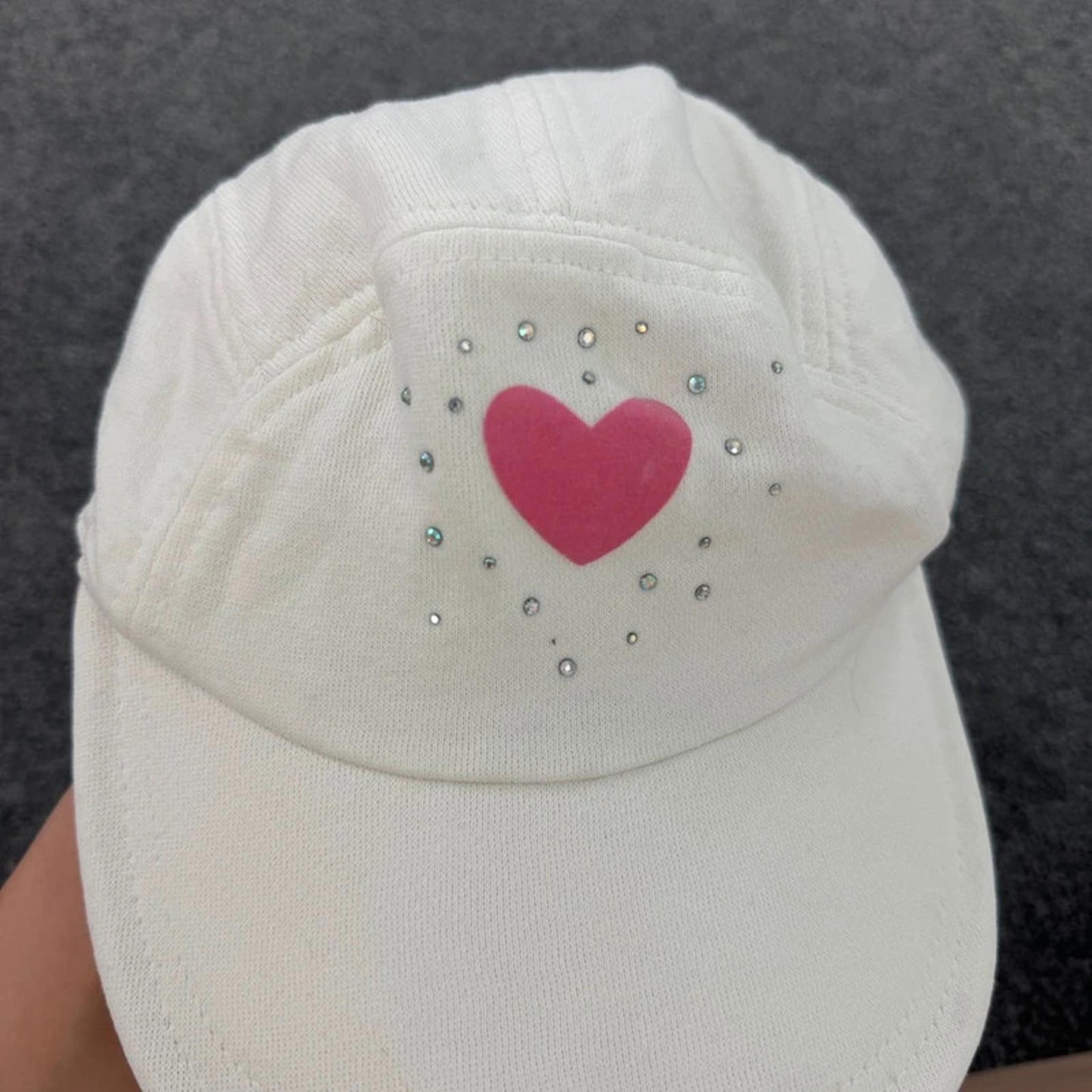 Y2K vintage Gap heart rhinestone baseball cap white pink