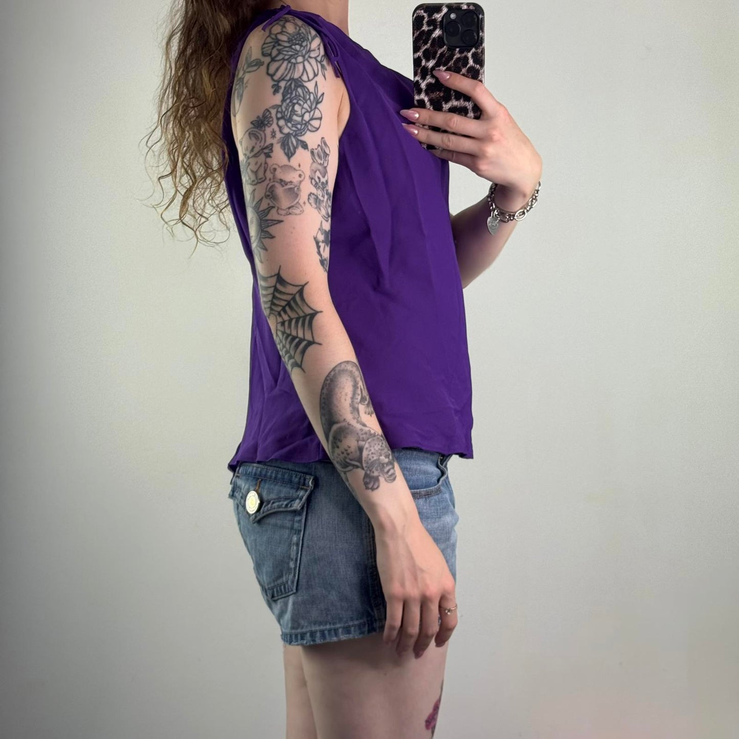 Y2K vintage cowl neck tank top ruched bow double layer sheer sleeveless