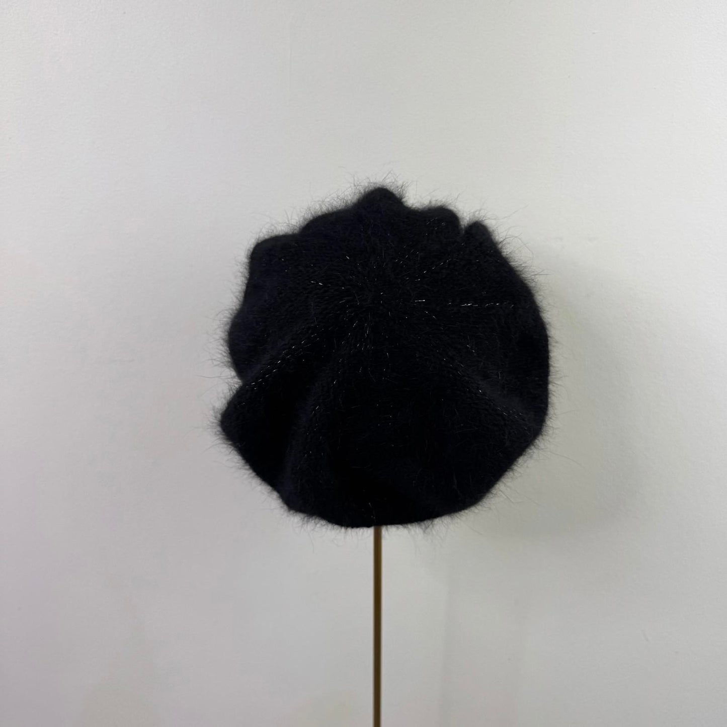 Y2K vintage angora wool blend beret hat glitter slouchy