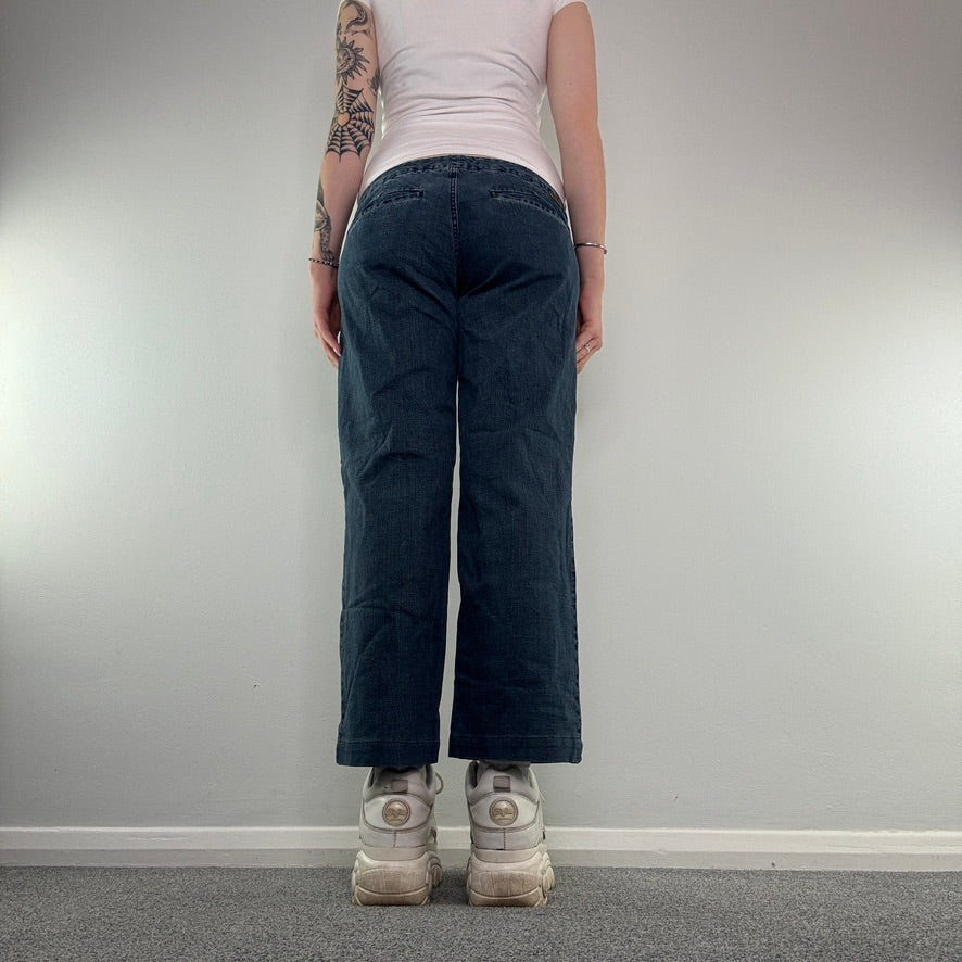 Y2K low rise stripe straight leg jeans