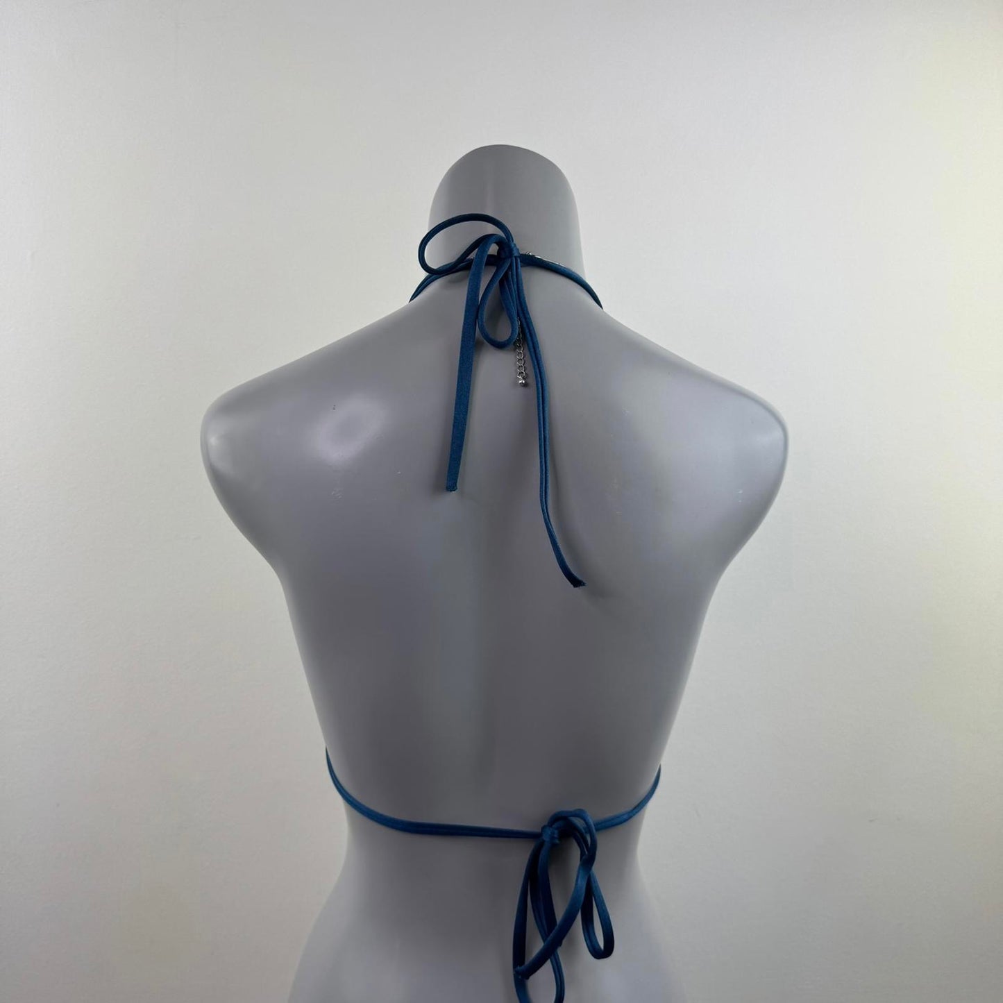 Victoria's Secret 2015 halter neck bikini top blue gold bow adjustable padded