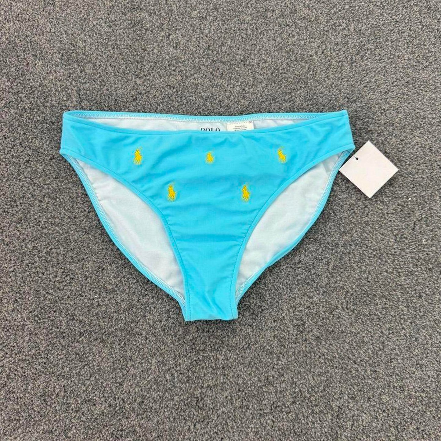 Polo Ralph Lauren logo bikini bottoms baby blue yellow