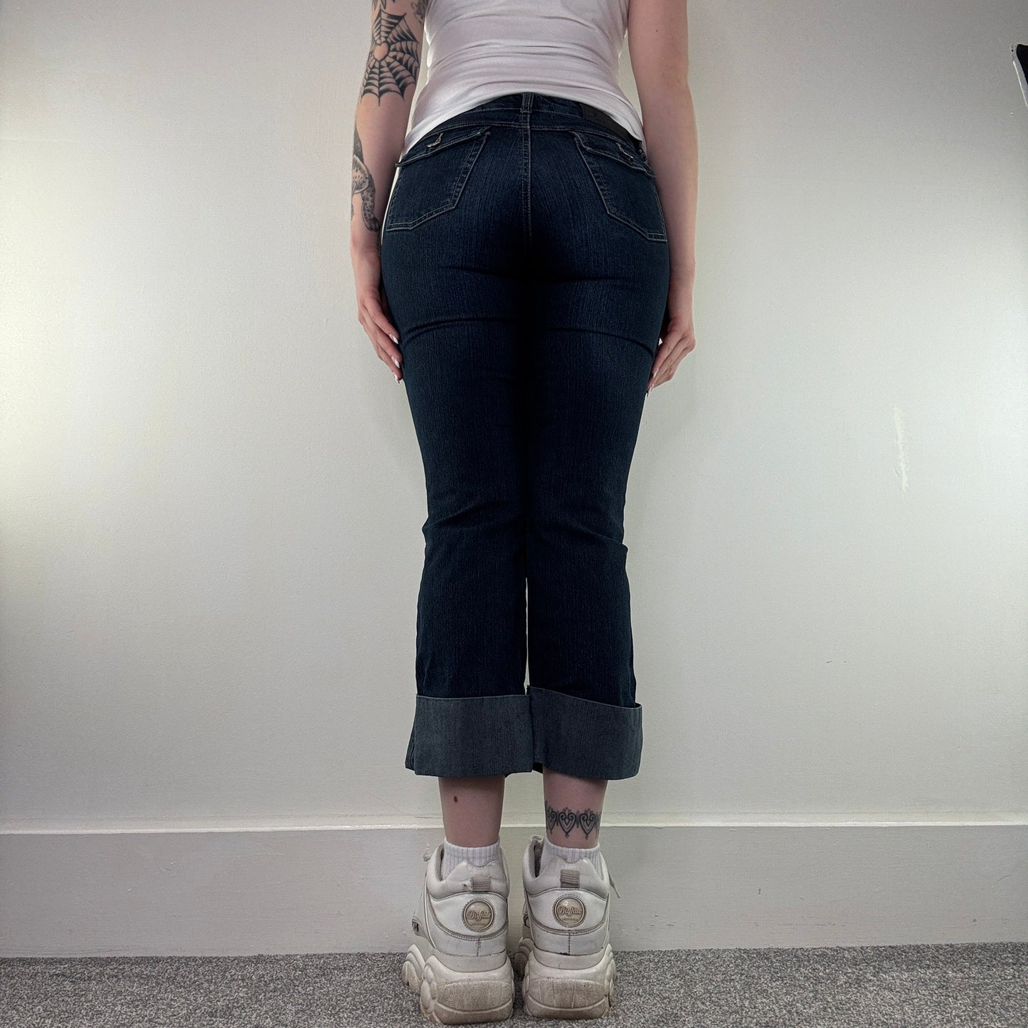 Y2K vintage dark faded stretchy denim cropped jeans