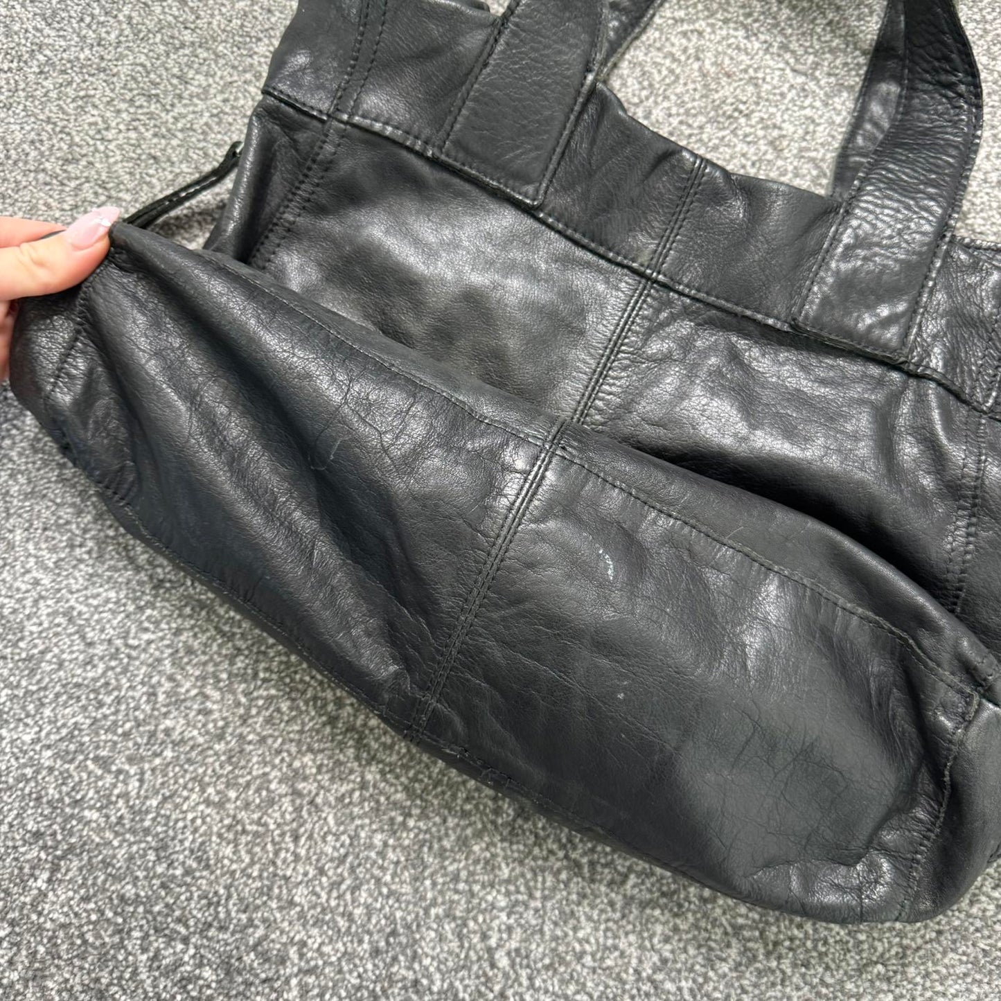 Genuine leather Topshop shoulder bag boho with strap zipper medium size