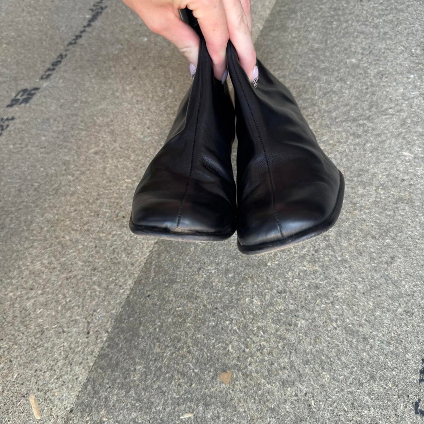 90s Y2K vintage Moschino leather block heel boots heart buckle square toe