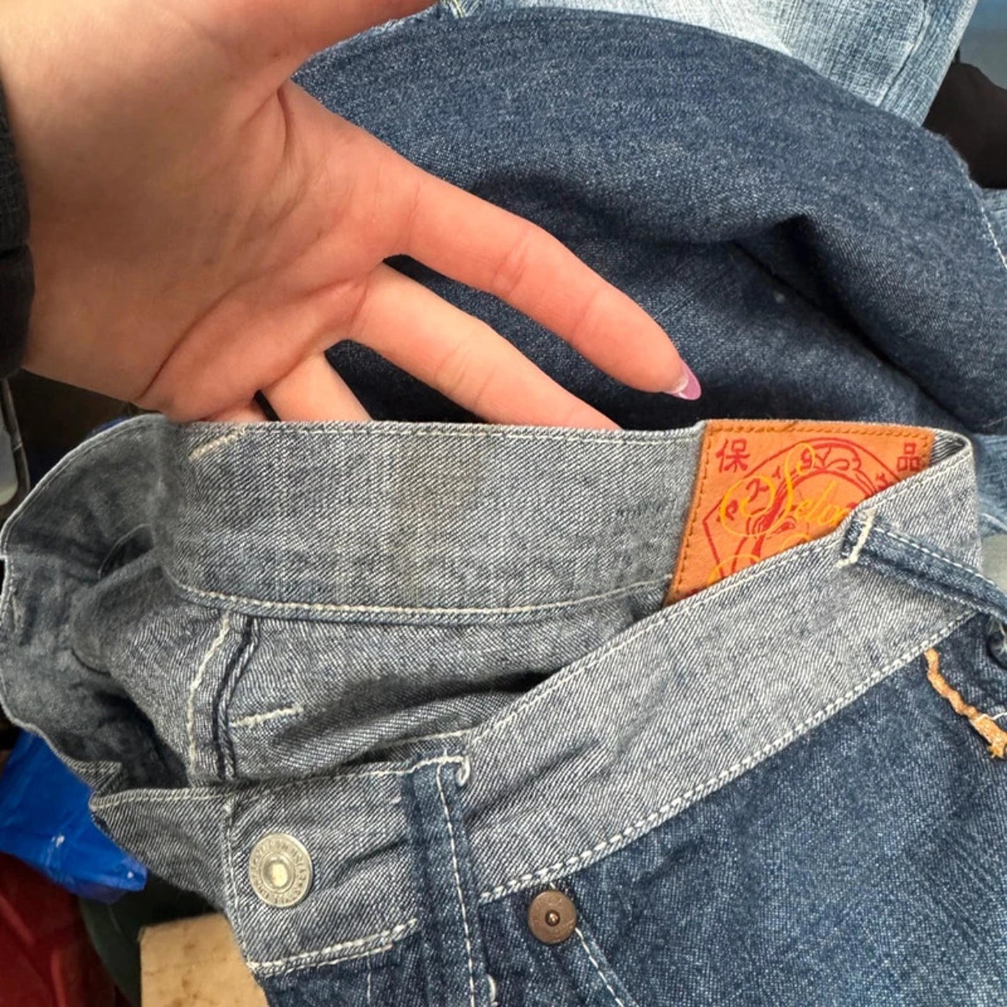 Y2K vintage Evisu reversible jorts denim shorts cropped capri baggy wide leg