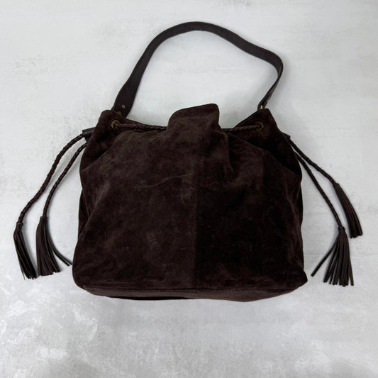 Y2K vintage genuine suede shoulder bag slouchy fringe