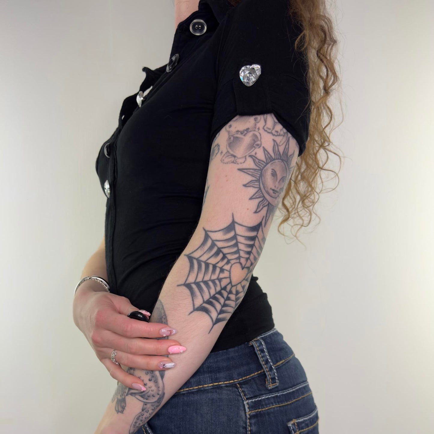 Y2K vintage chunky button fitted polo top