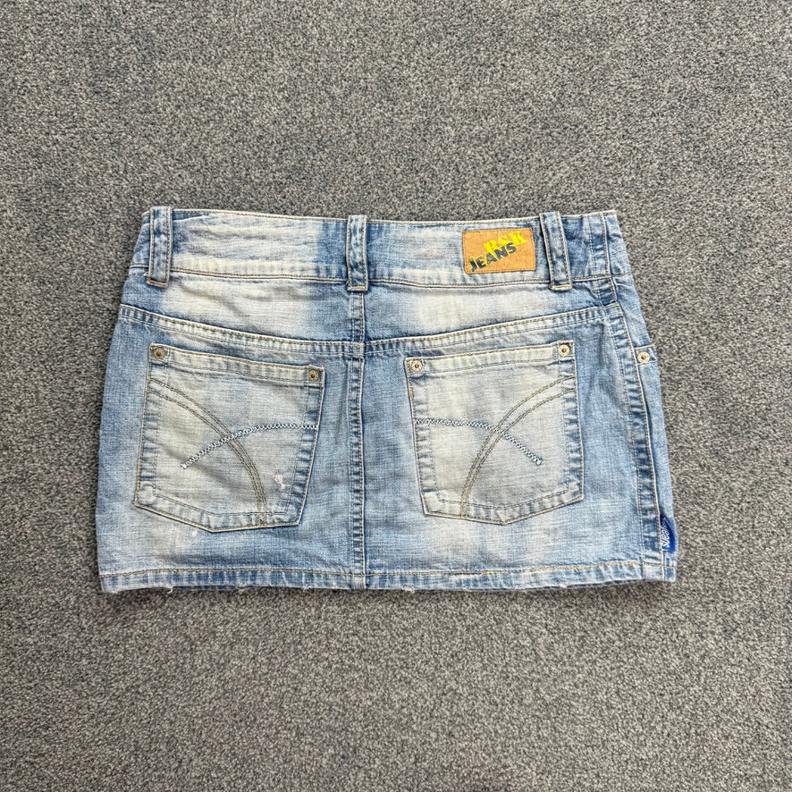 Y2K low rise faded denim mini skirt