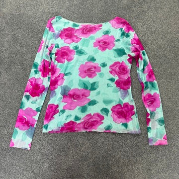 Y2K floral mesh long sleeve top