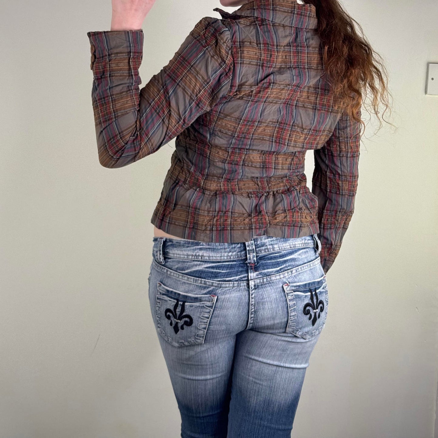 Y2K vintage tartan jacket button up blazer print buttons check print tailored