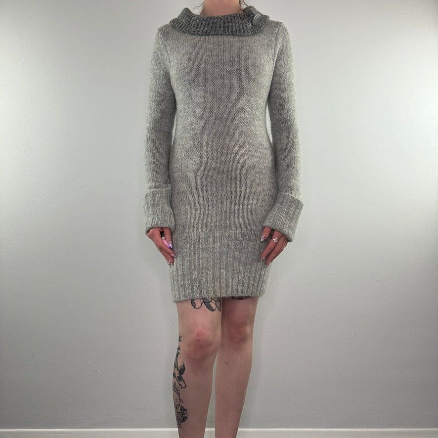 Y2K Jane Norman knit roll neck long sleeve mini dress