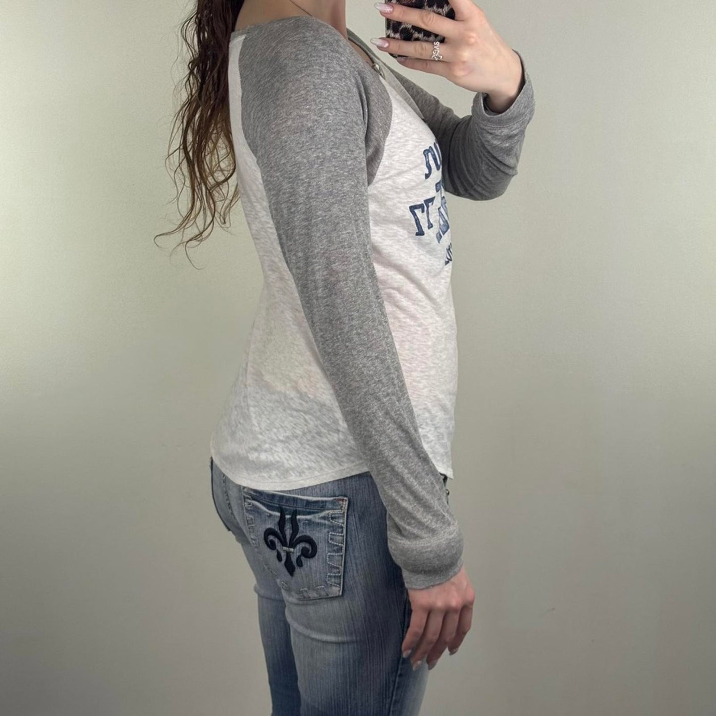 Y2K vintage American Eagles Outfitters long sleeve top graphic print sheer