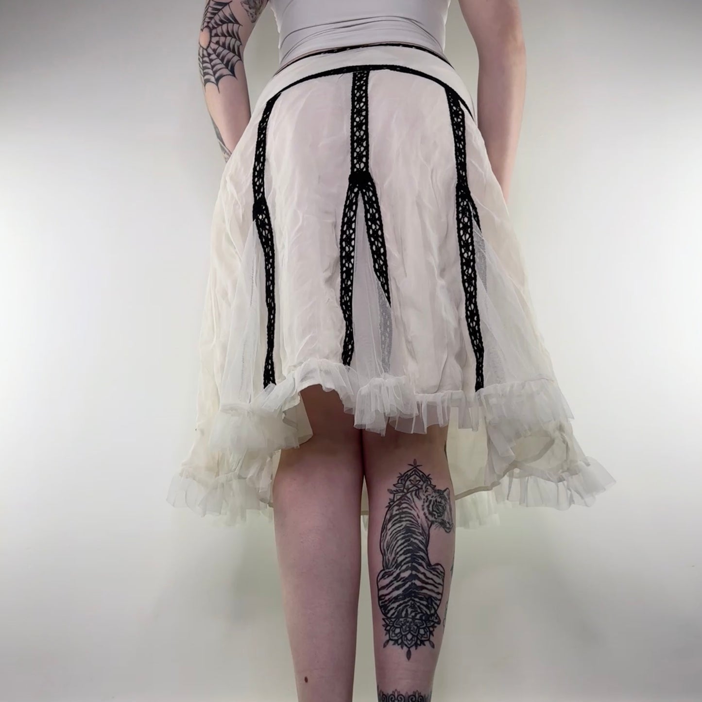 Y2K vintage frilly beaded midi skirt