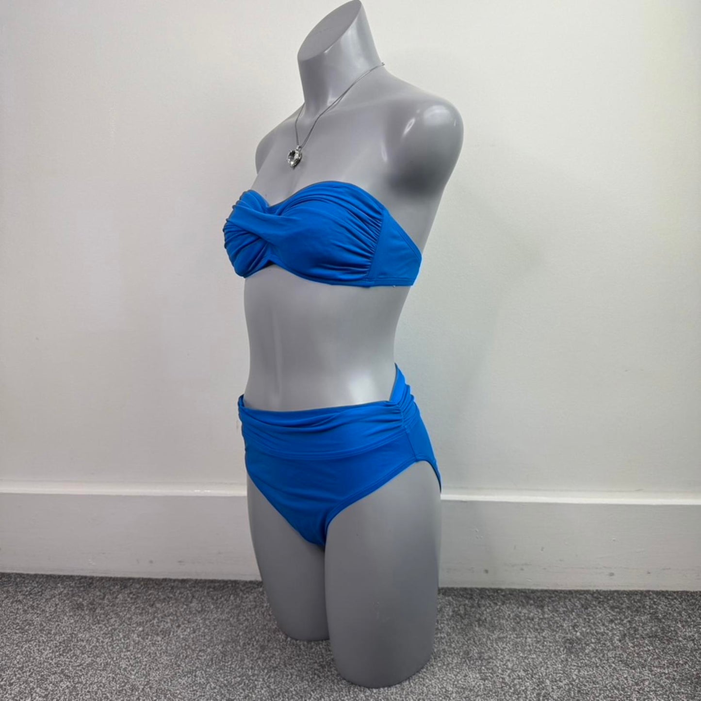 Y2K vintage strapless hipster high waist leg matching bikini set ruched