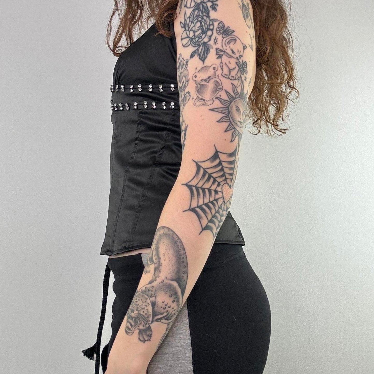 Y2K vintage rhinestone boned satin halter neck top fitted clubbing going out