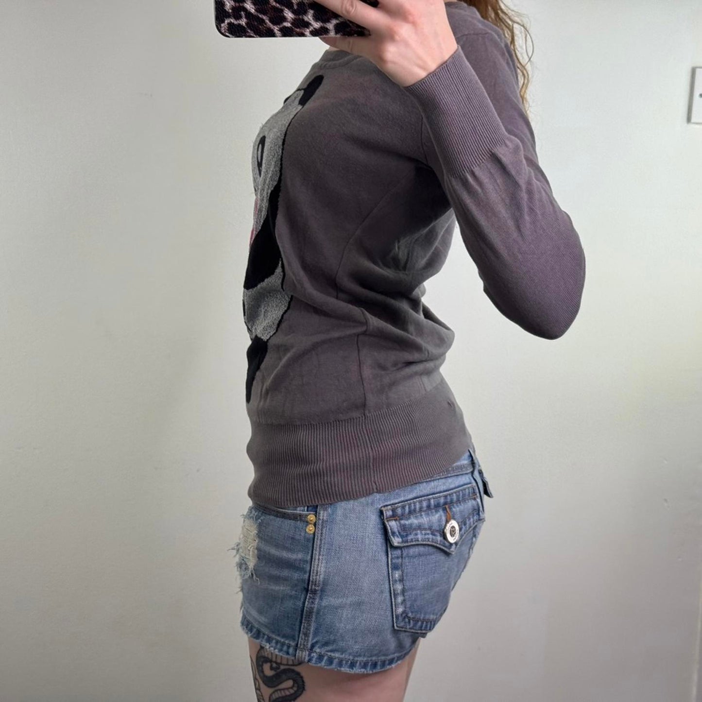 Y2K vintage Iron Fist panda fine knit jumper sparkly graphic print cute