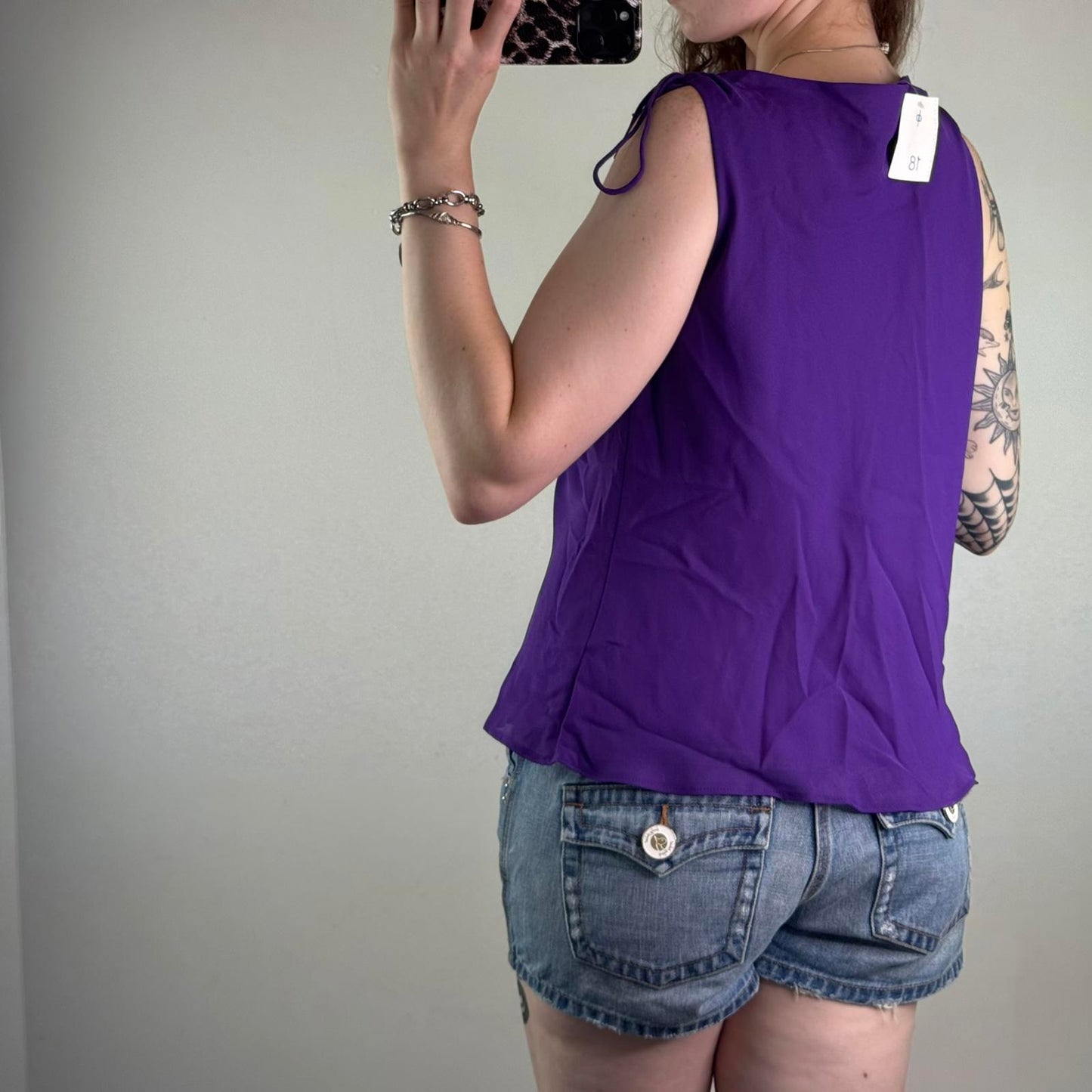 Y2K vintage cowl neck tank top ruched bow double layer sheer sleeveless