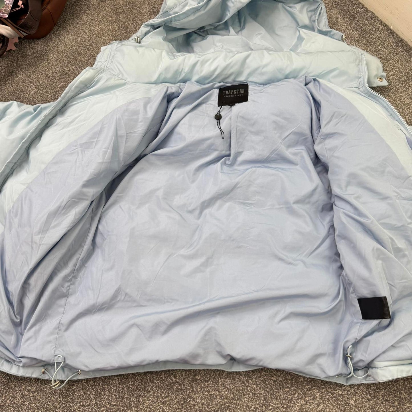 Trapstar puffer jacket coat with hood baby ice blue