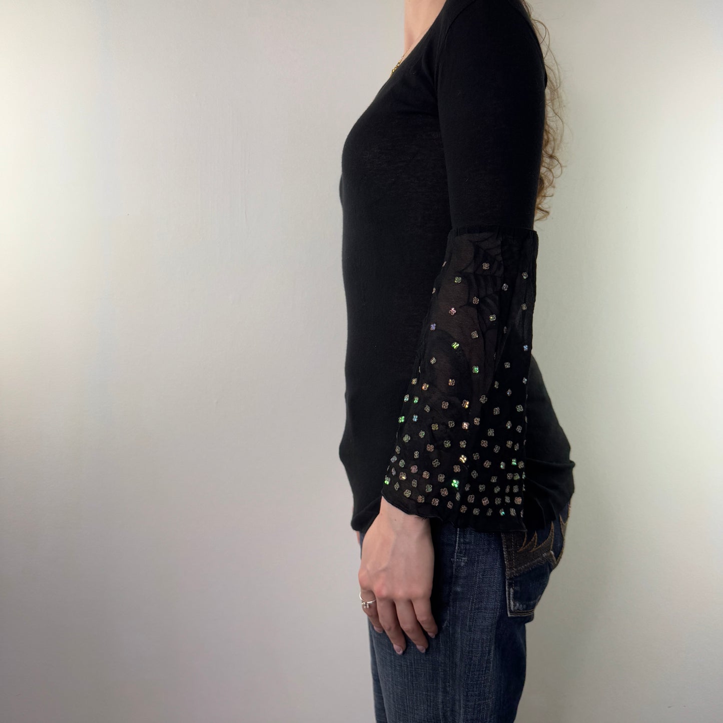 Y2K vintage Custo Barcelona knit long sleeve top flare sleeves