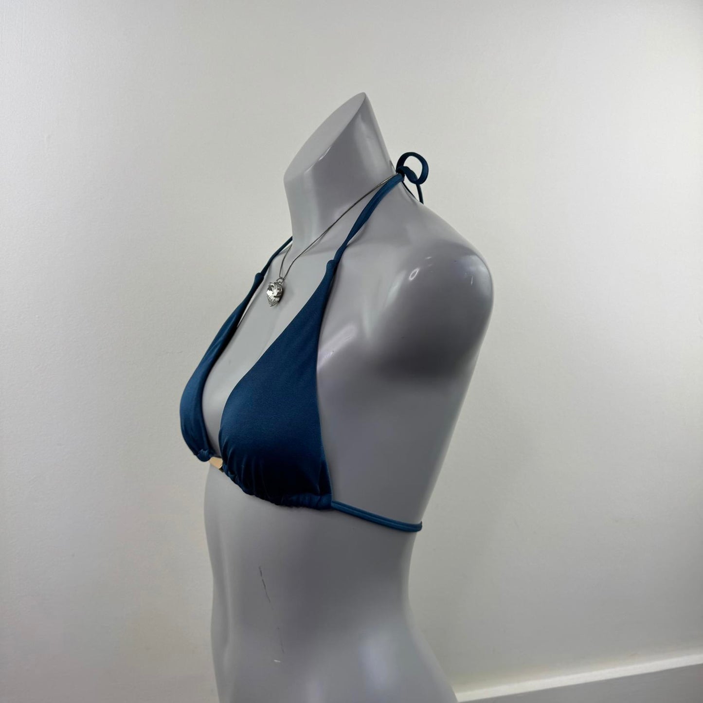 Victoria's Secret 2015 halter neck bikini top blue gold bow adjustable padded