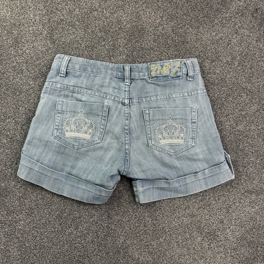 Y2K low rise crown denim mini shorts