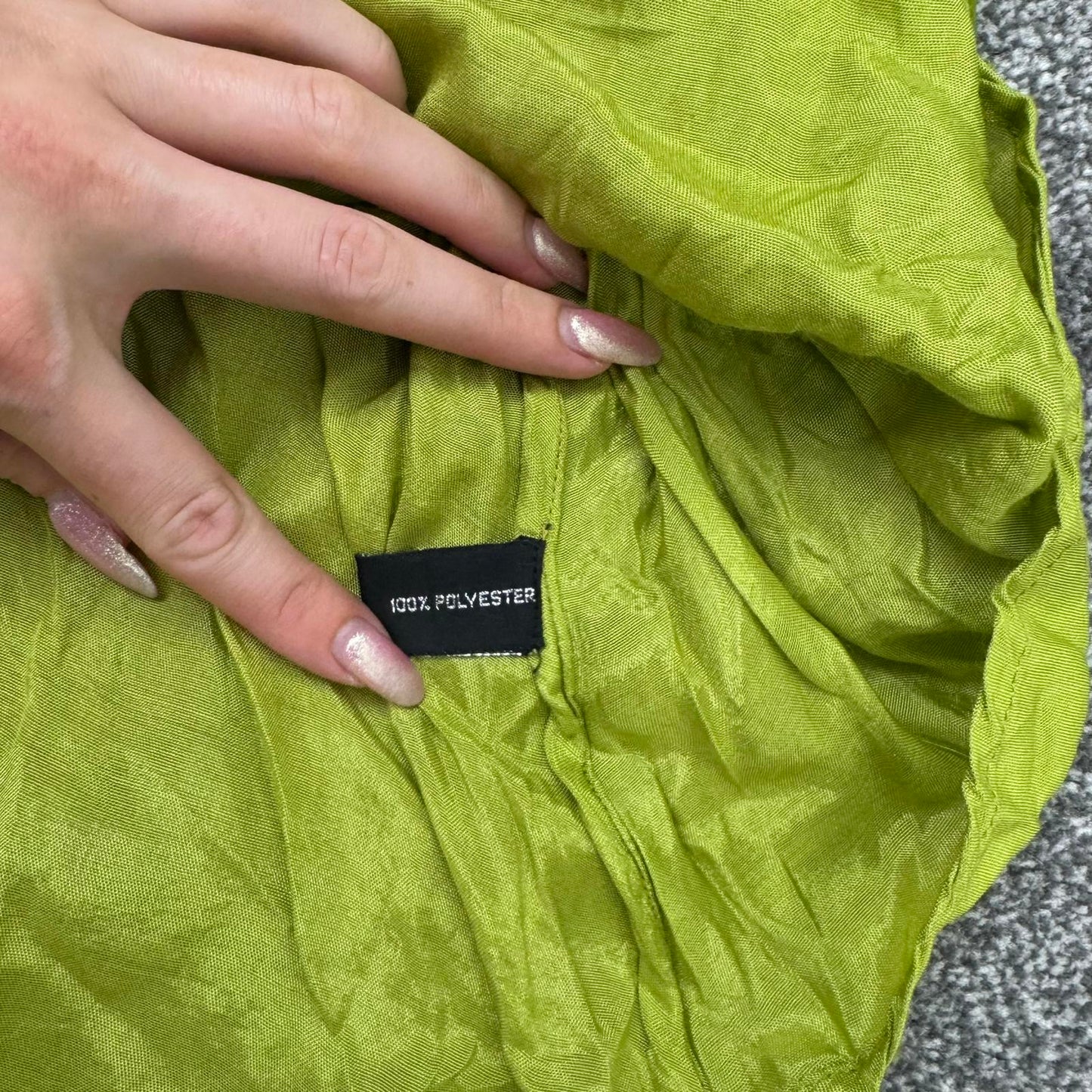 Y2K vintage green ombre sequin mini dress floaty a line ruched strappy