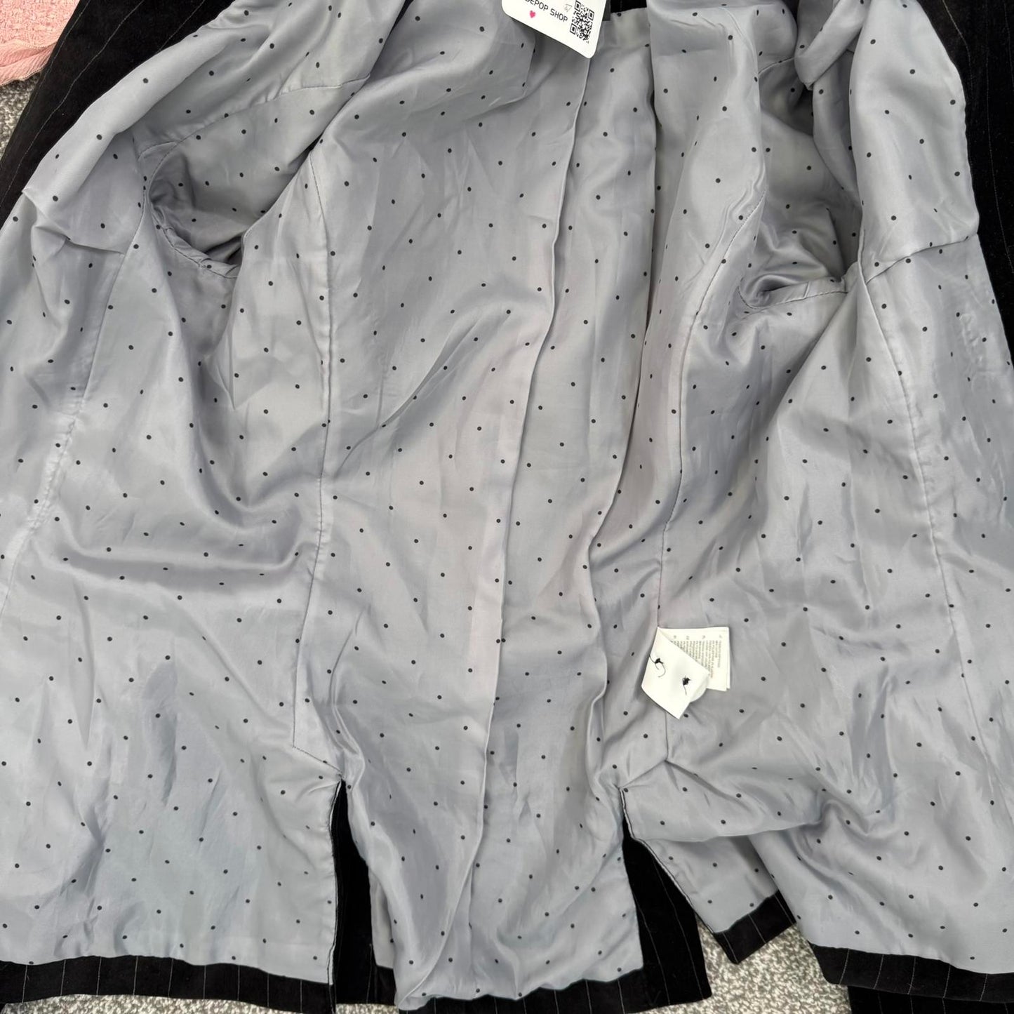 Y2K vintage velour pinstripe blazer jacket shell button up shoulder pad tailored