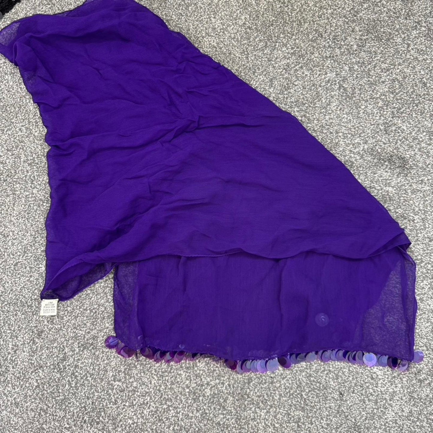 Y2K vintage sheer large scarf beaded sequin trim lightweight purple