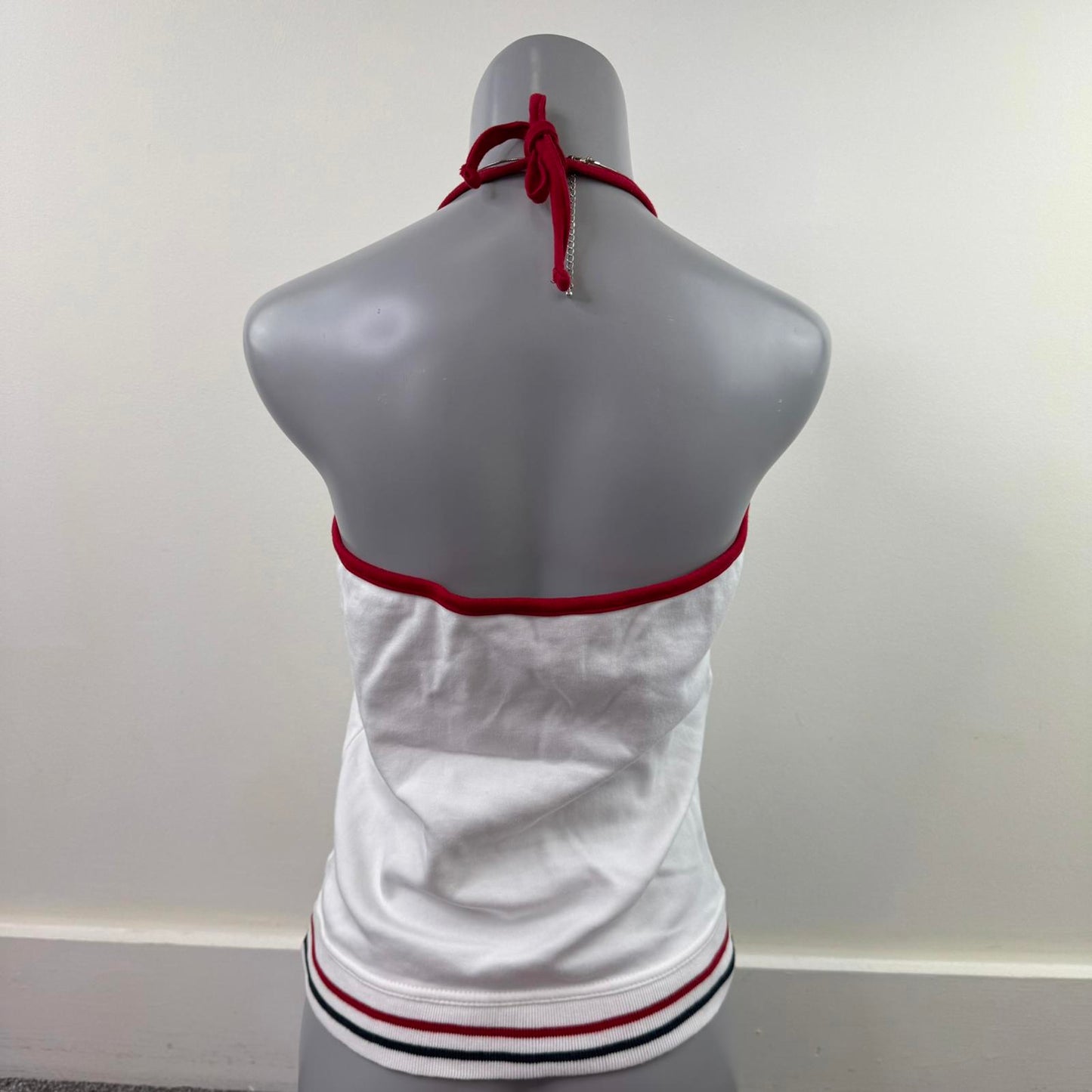 Y2K vintage football England halter neck top graphic print stretch waistband