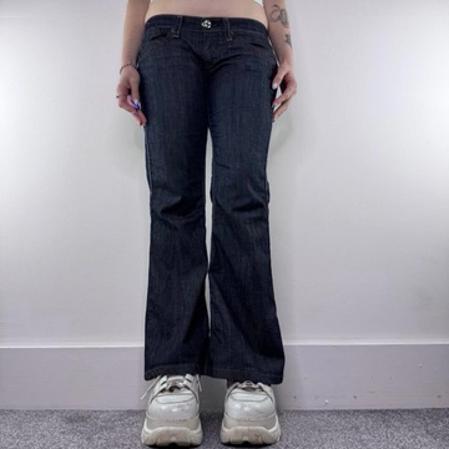 Y2K vintage Miss Sixty Wilkie style bootcut low rise dark denim jeans flared