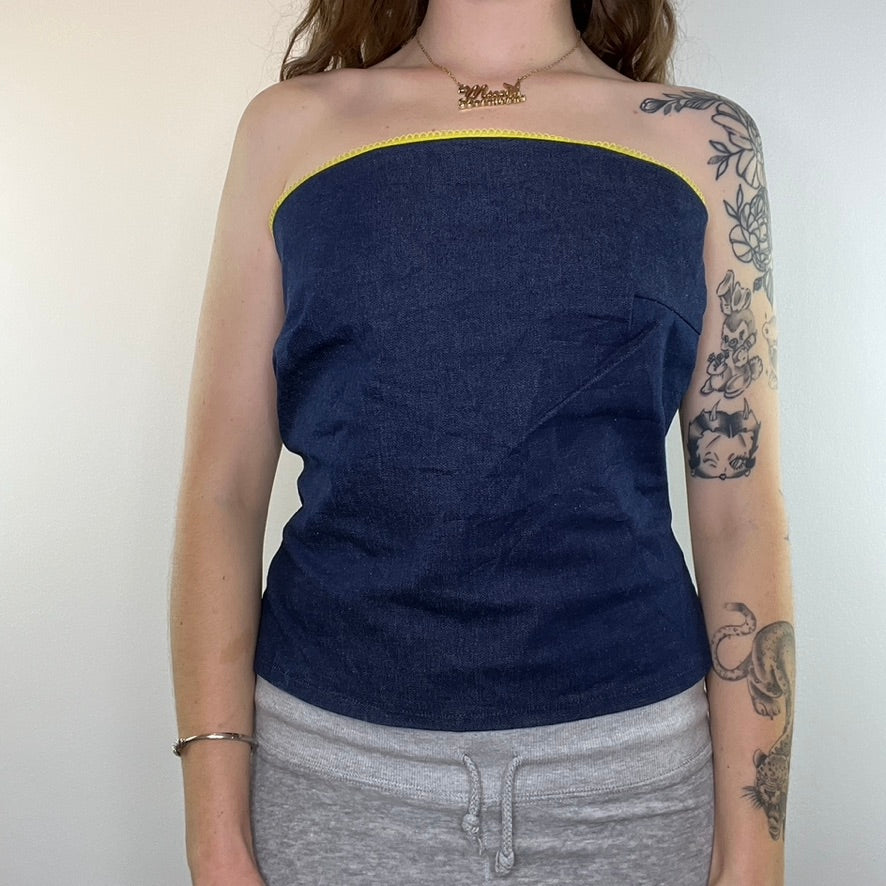 Y2K denim strapless top